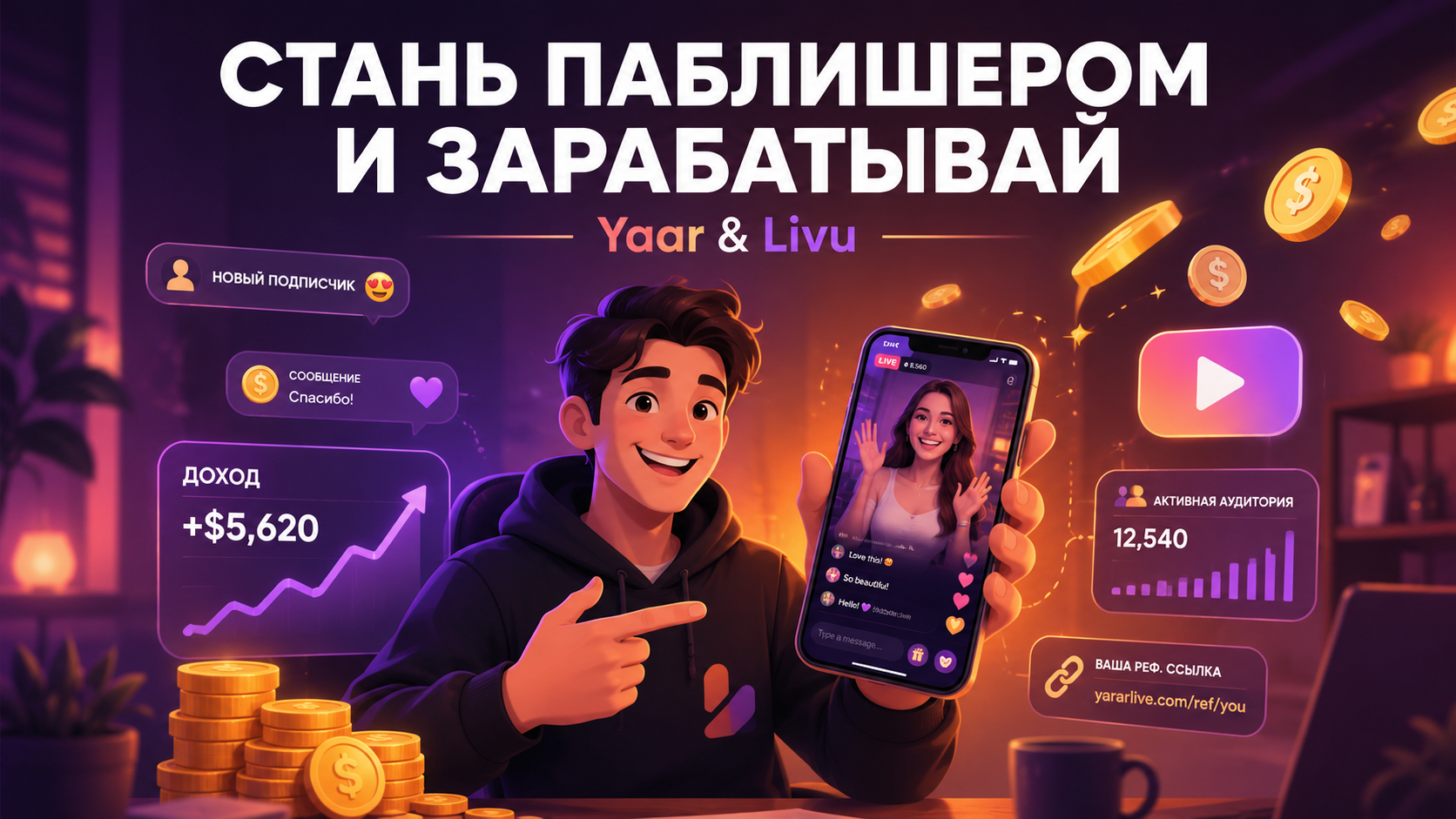 Как стать паблишером на Yaar и Livu и зарабатывать деньги: полное руководство